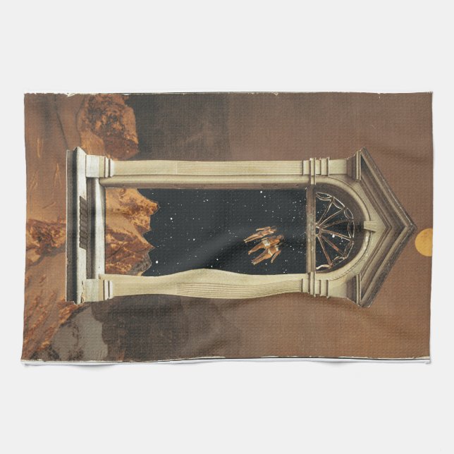 Moonrise on Colonial Mars Kitchen Towel (Horizontal)