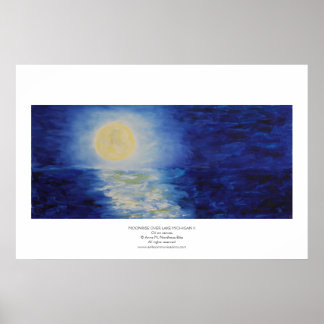 Moonrise Over Lake Michigan II Poster