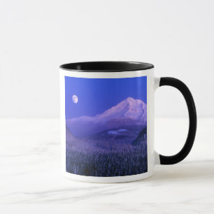 Moonrise over Mt Hood winter, Oregon Mug