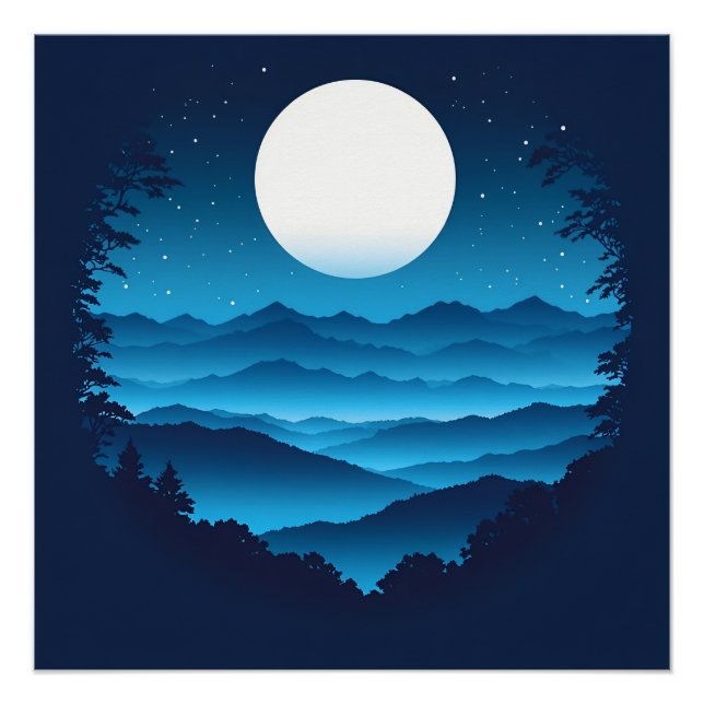 Moonrise Over the Blue Ridge Poster (Front)