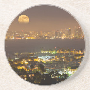 Moonrise over the San Diego skyline Coaster