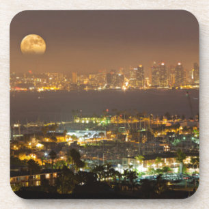 Moonrise over the San Diego skyline Coaster