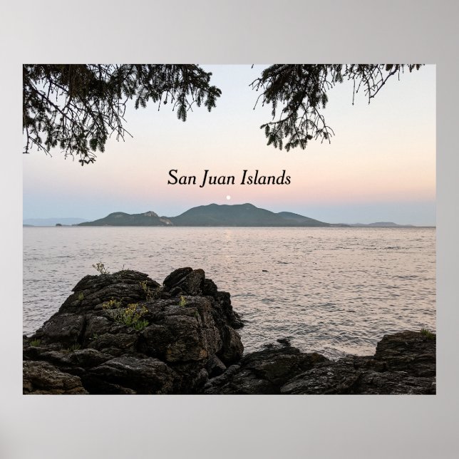 Moonrise Over the San Juan Islands Poster (Front)