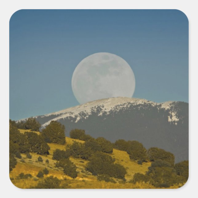Moonrise over the Sangre de Cristo Mountains, Square Sticker (Front)