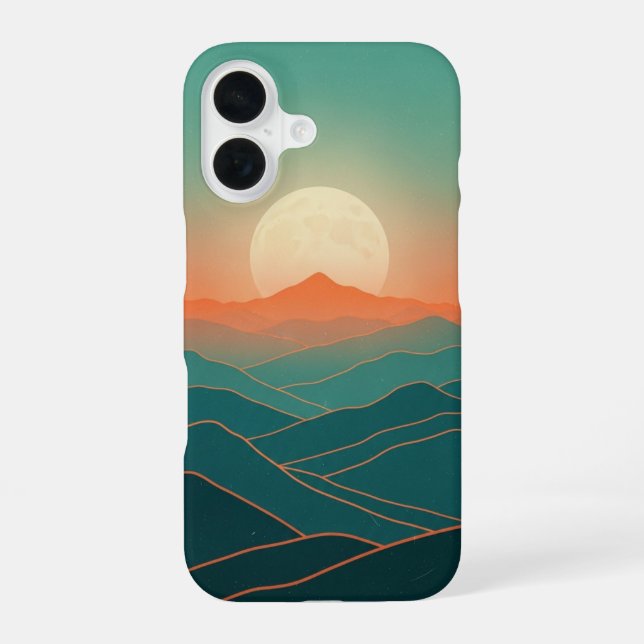 Moonrise Retro Vista iPhone 16 Case (Back)