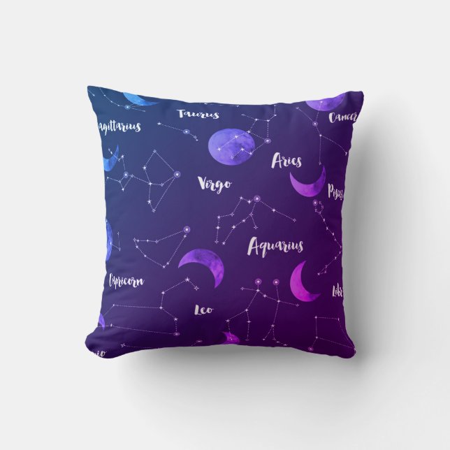 Moons and Constellations Throw Pillow (Front)