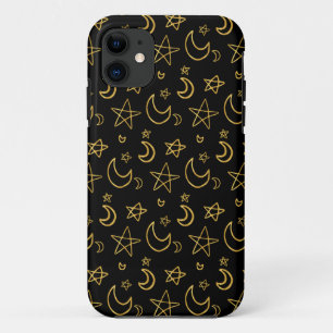 Moons and Stars Gold Pattern iPhone 11 Case