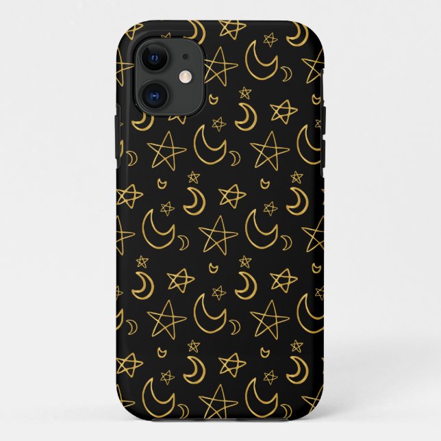 Moons and Stars Gold Pattern Case-Mate iPhone Case (Back)