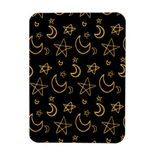 Moons and Stars Gold Pattern Magnet