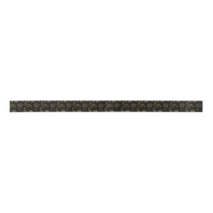 Moons and Stars Gold Pattern Satin Ribbon
