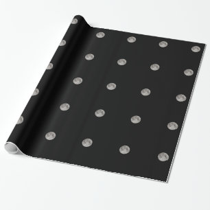 Moons on black sky wrapping paper