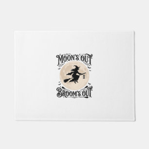 Moons Out Brooms Out Witch Halloween Doormat