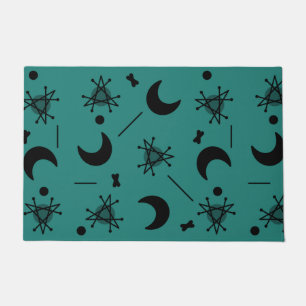 Moons & Stars Atomic Era Abstract Teal Doormat