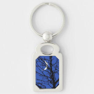Moonscape in Cobalt Blue and Black Keychain
