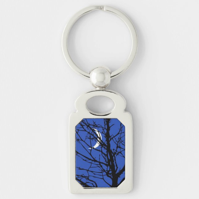 Moonscape in Cobalt Blue and Black Keychain (Front)