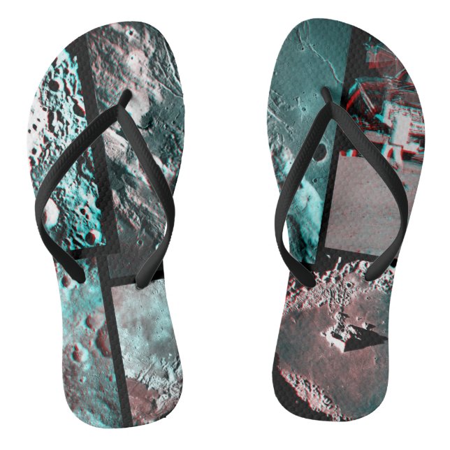 Moonscape Space Photo Anaglyph Mosaic Flip Flops (Footbed)