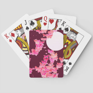 Moonscape with butterflies - pink, burgundy playing cards