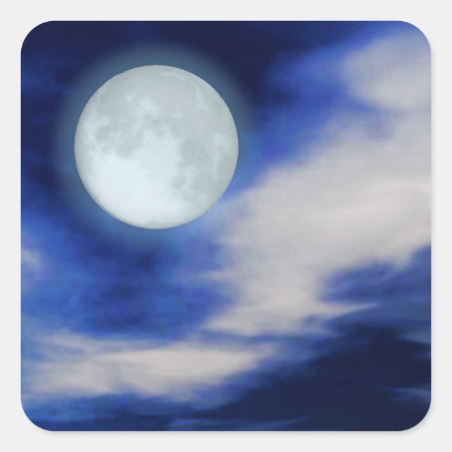 Moonscape with moonlit clouds square sticker (Front)