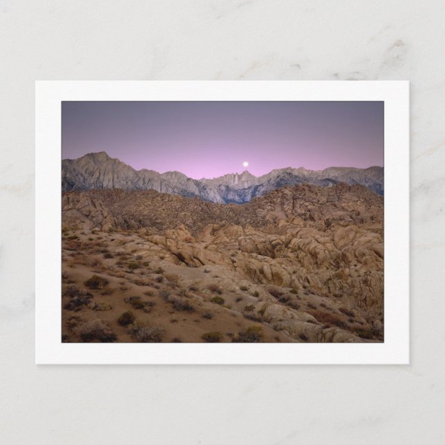 "Moonset On Mt. Whitney" Postcard (Front)