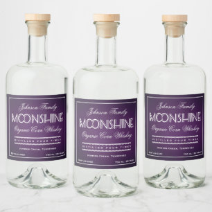 Moonshine Purple and White Liquor Bottle Label