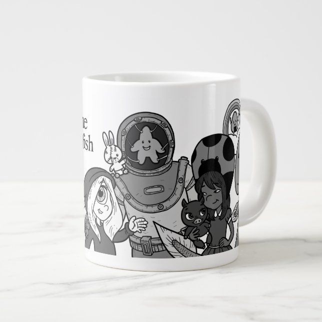 Moonshine & Starfish B&W Jumbo Mug (Front Right)