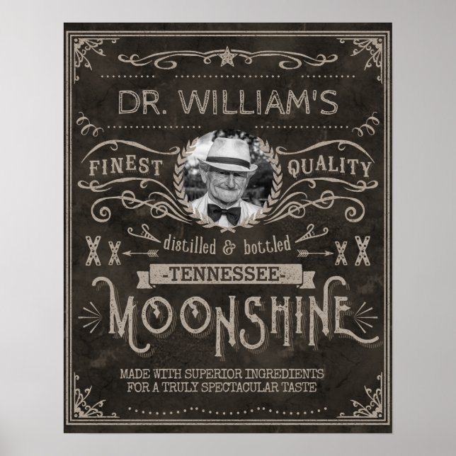 Moonshine Vintage Hillbilly Medicine Custom Brown Poster (Front)