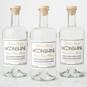 Moonshine Whiskey Black and Golden Liquor Bottle Label