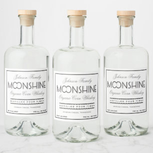 Moonshine Whiskey Black and Grey Liquor Bottle Label