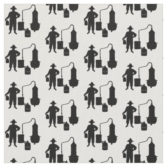 Moonshiner and Still Black Silhouette Fabric (Close Up)