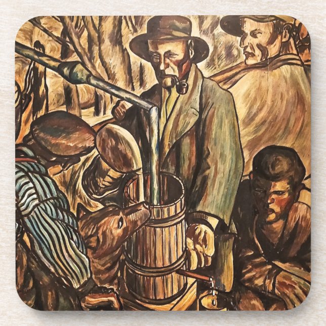 Moonshiners Making White Lightning Whiskey Liquor Coaster (Front)