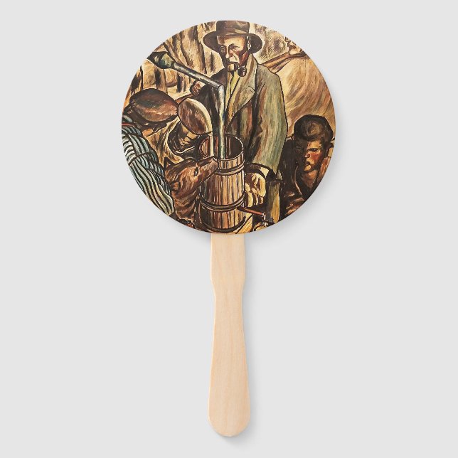 Moonshiners Making White Lightning Whiskey Liquor Hand Fan (Front)