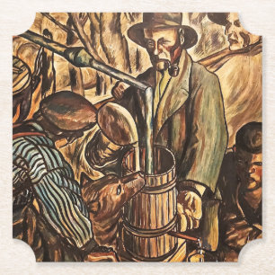 Moonshiners Making White Lightning Whiskey Liquor Paper Coaster