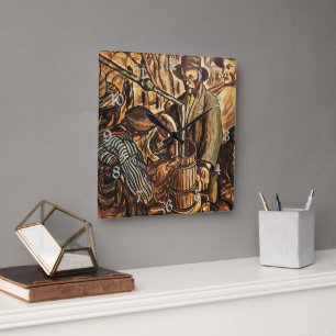 Moonshiners Making White Lightning Whiskey Liquor Square Wall Clock