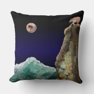 Moonstone Bear Crystal Ocean Geode Moon Throw Pillow