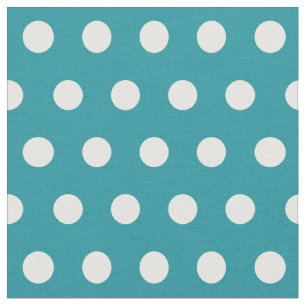 Moonstone blue/teal & white polka dots fabric