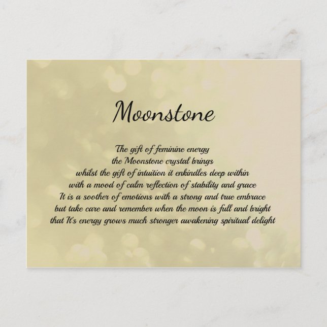 Moonstone Cristal Design de guérison Carte postale (Devant)