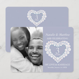 Moonstone heart wedding photo 3 years party invitation