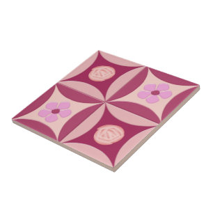 MoonStone Rose and Cherry Flower in the Door Tile