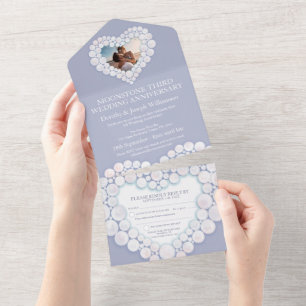Moonstone wedding anniversary 3 year party all in one invitation