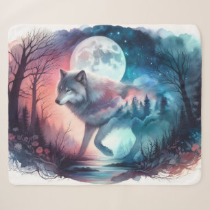 Moonveil Passage: The Forest Within Sherpa Blanket