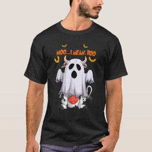 Mooo I Mean Booo Cute Cow Ghost Halloween Cow T-Shirt