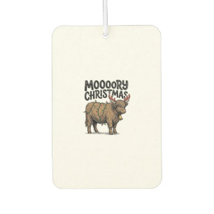 Moooory Christmas Highland Cow Vintage Engraving T Air Freshener