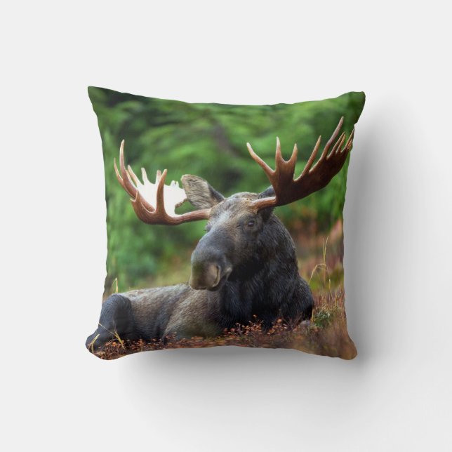 Moooose! Throw Pillow (Front)