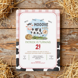 Mooove Over Farm Theme Birthday Invitation