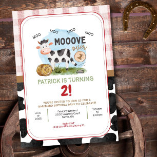 Mooove Over Farm Theme Birthday Invitation