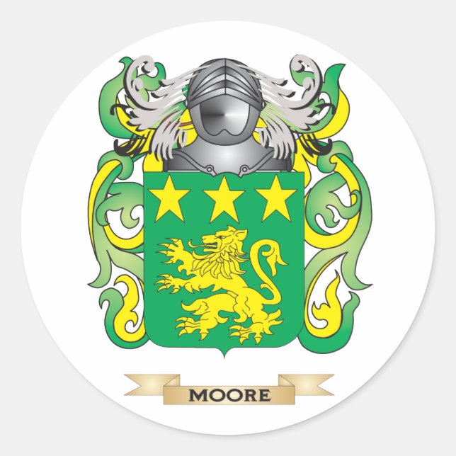 Moore Coat of Arms (Family Crest) Classic Round Sticker (Front)