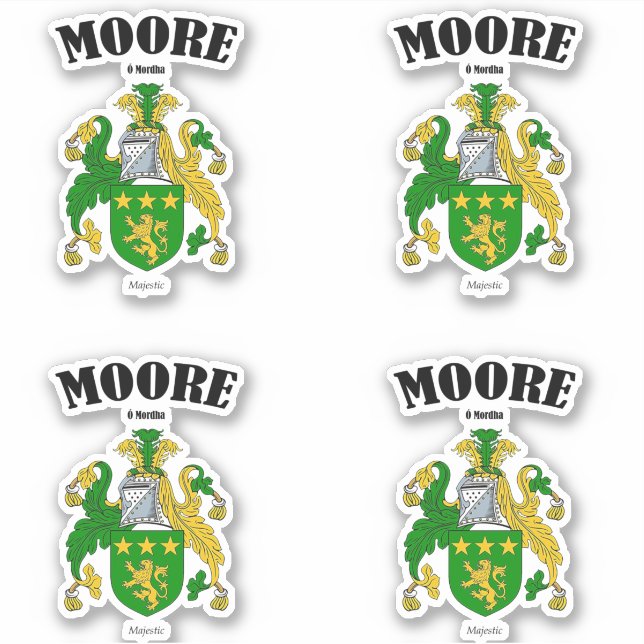 Moore Crest Irish Translation & Meaning (x4) (Front)