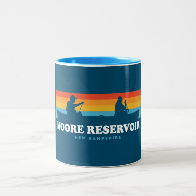 Moore Reservoir New Hampshire Canoe Two-Tone Coffee Mug (Center)