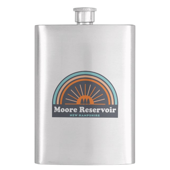 Moore Reservoir New Hampshire Rainbow Hip Flask (Front)