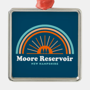 Moore Reservoir New Hampshire Rainbow Metal Ornament